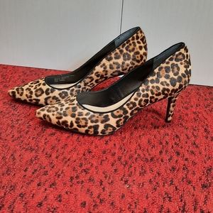 Jueles Alfani Step 'N Flex Real Hair Dyed Calf Fur Shoes Leopard women's sz 10M